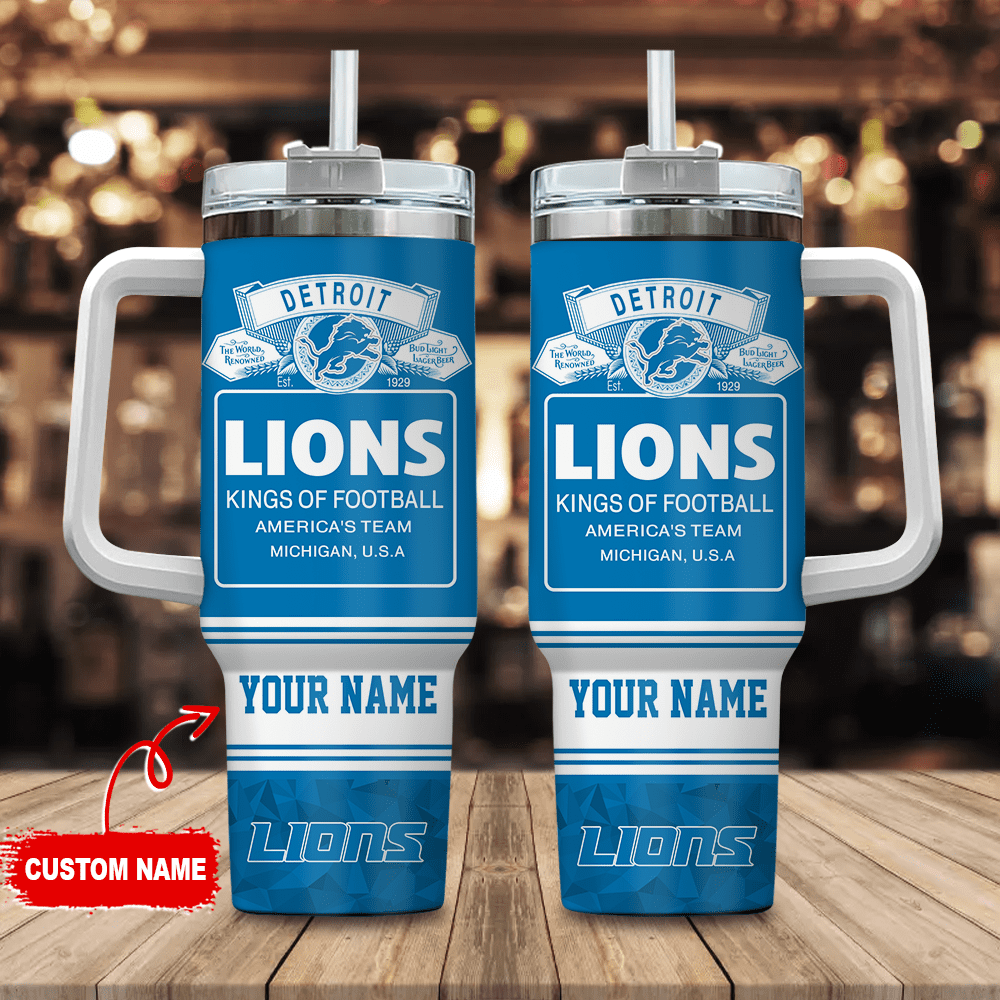 Detroit Lions Personalized NFL Bud Light 40oz Stanley Tumbler Gift for Fans