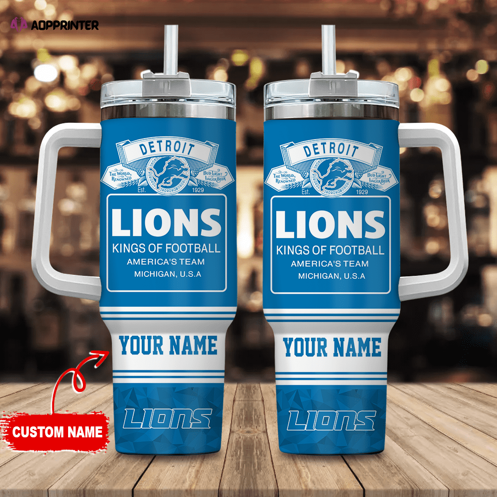 Detroit Lions Personalized NFL Bud Light 40oz Stanley Tumbler Gift for Fans