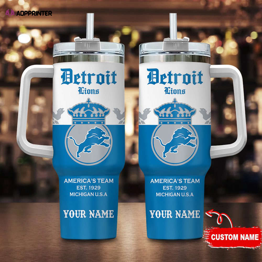 Detroit Lions Personalized NFL Corona Extra 40oz Stanley Tumbler Gift for Fans