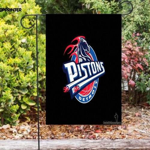 Detroit Pistons Horse Black Double Sided Printing   Garden Flag Home Decor Gifts