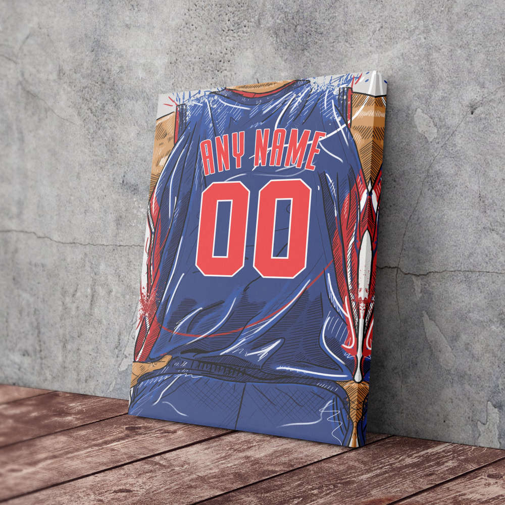 Detroit Pistons Jersey Personalized Jersey NBA Custom Name and Number Canvas Wall Art Home Decor Framed Poster Man Cave Gift