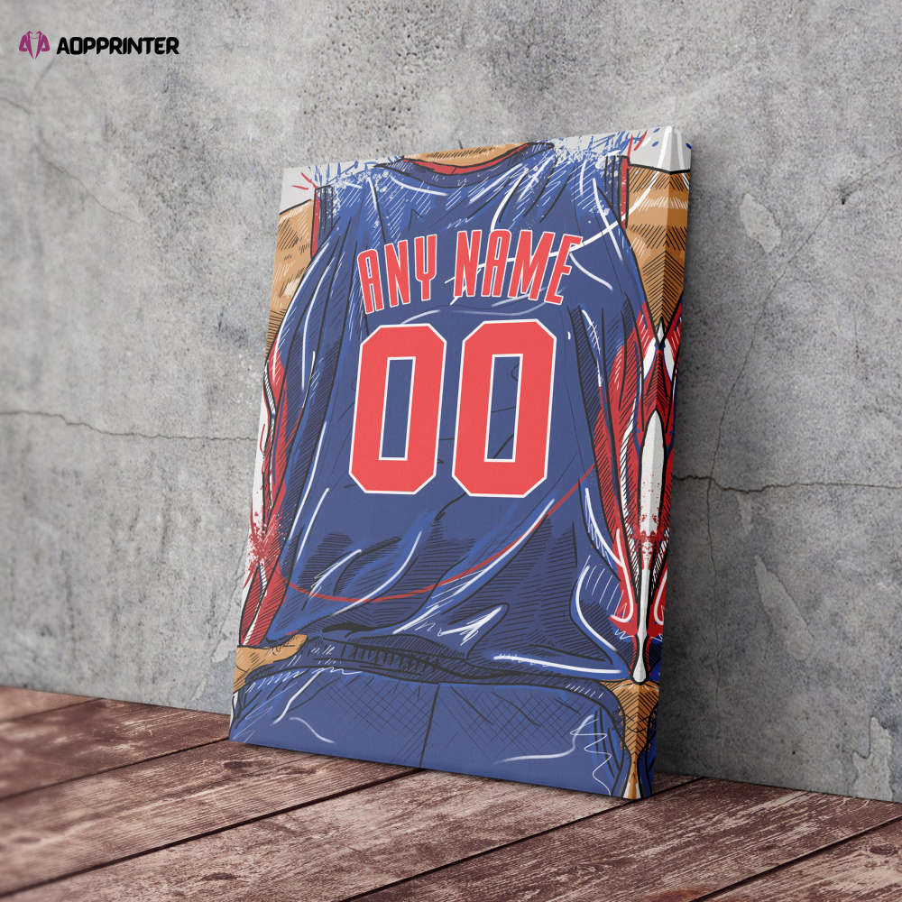 Detroit Pistons Jersey Personalized Jersey NBA Custom Name and Number Canvas Wall Art Home Decor Man Cave Gift