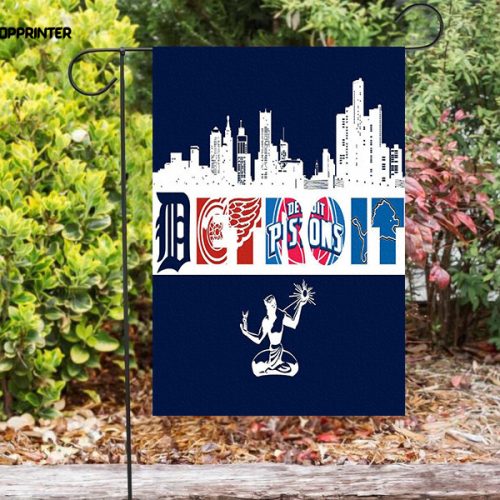 Detroit Pistons Blue Double Sided Printing   Garden Flag Home Decor Gifts