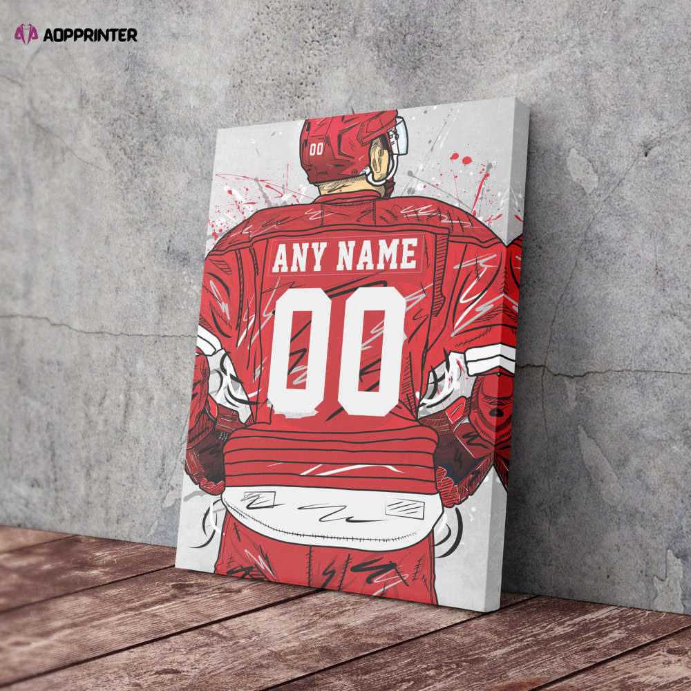 Detroit Red Wings Jersey NHL Personalized Jersey Custom Name and Number Canvas Wall Art Home Decor