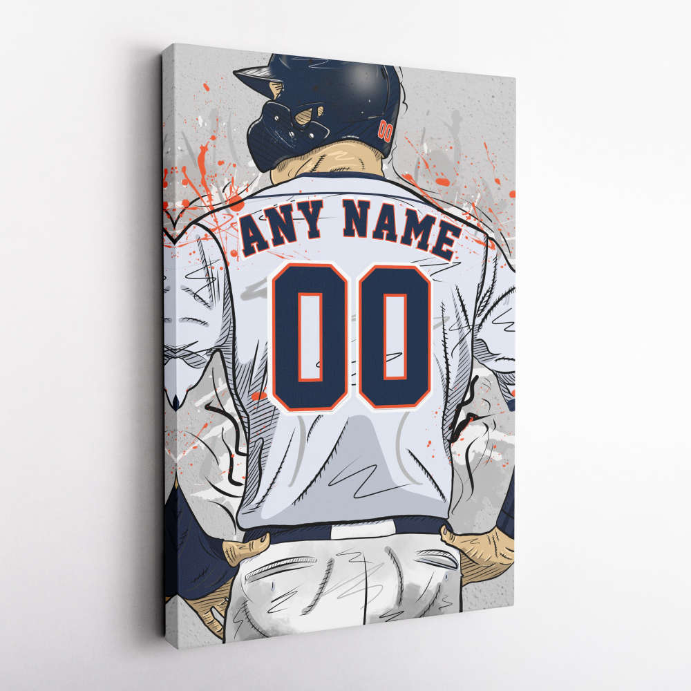 Detroit Tigers Jersey MLB Personalized Jersey Custom Name and Number Canvas Wall Art Home Decor Framed Poster Man Cave Gift