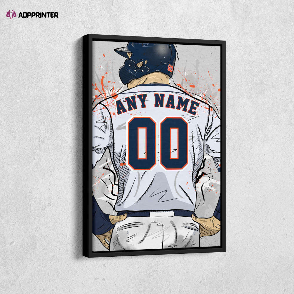 Detroit Tigers Jersey MLB Personalized Jersey Custom Name and Number Canvas Wall Art Home Decor Framed Poster Man Cave Gift
