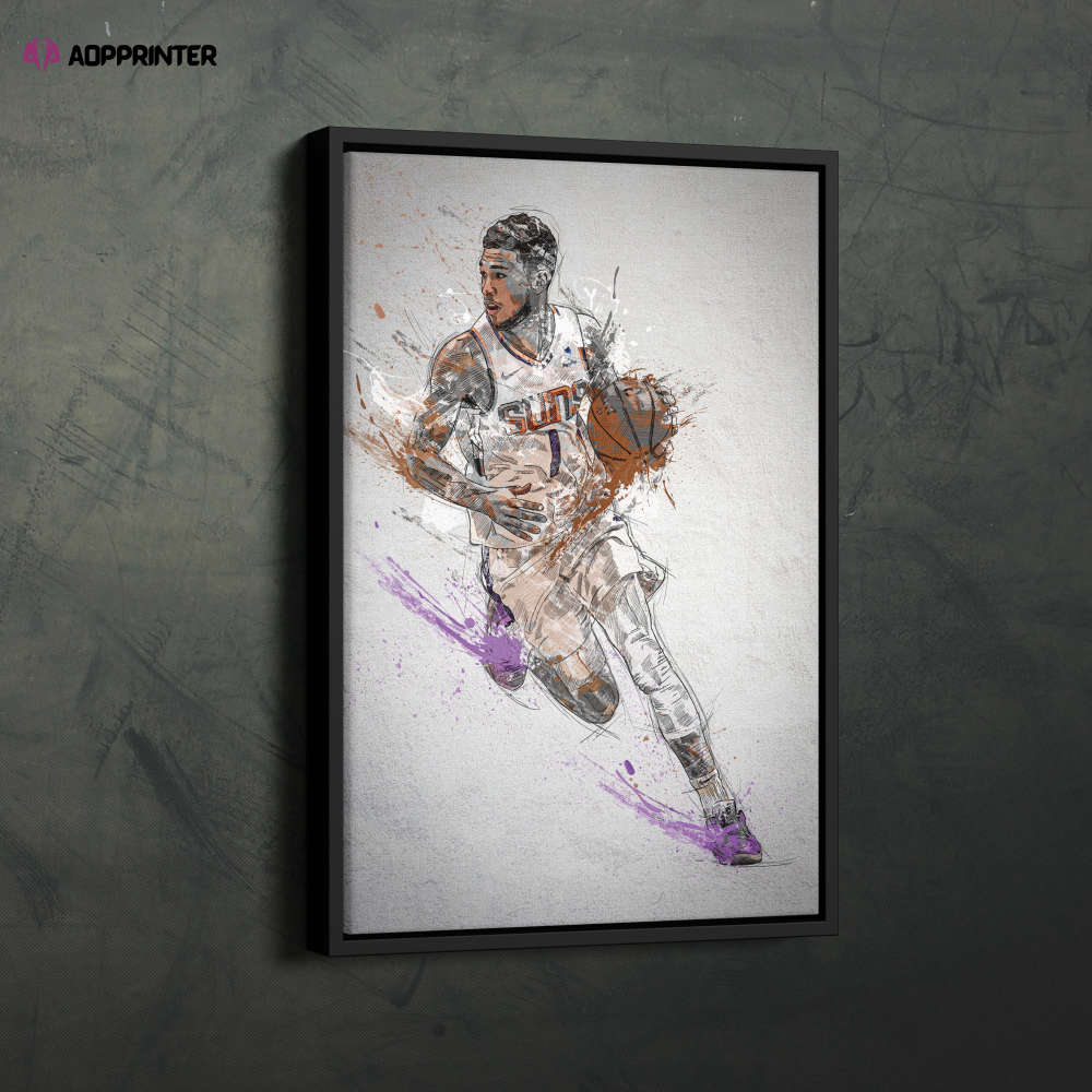 Devin Booker Poster Phoenix Suns NBA Framed Wall Art Home Decor Canvas Print Artwork
