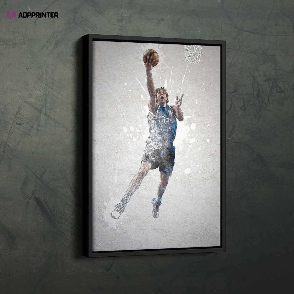 Dirk Nowitzki Poster Dallas Mavericks NBA Framed Wall Art Home Decor Canvas Print Artwork