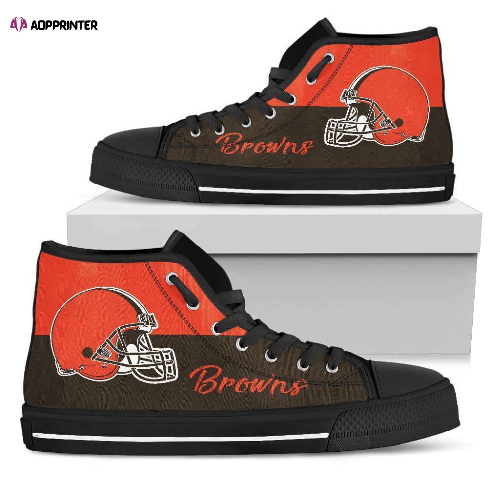 Divided Colours Stunning Logo Cleveland Browns NFL Custom Canvas High Top Shoes