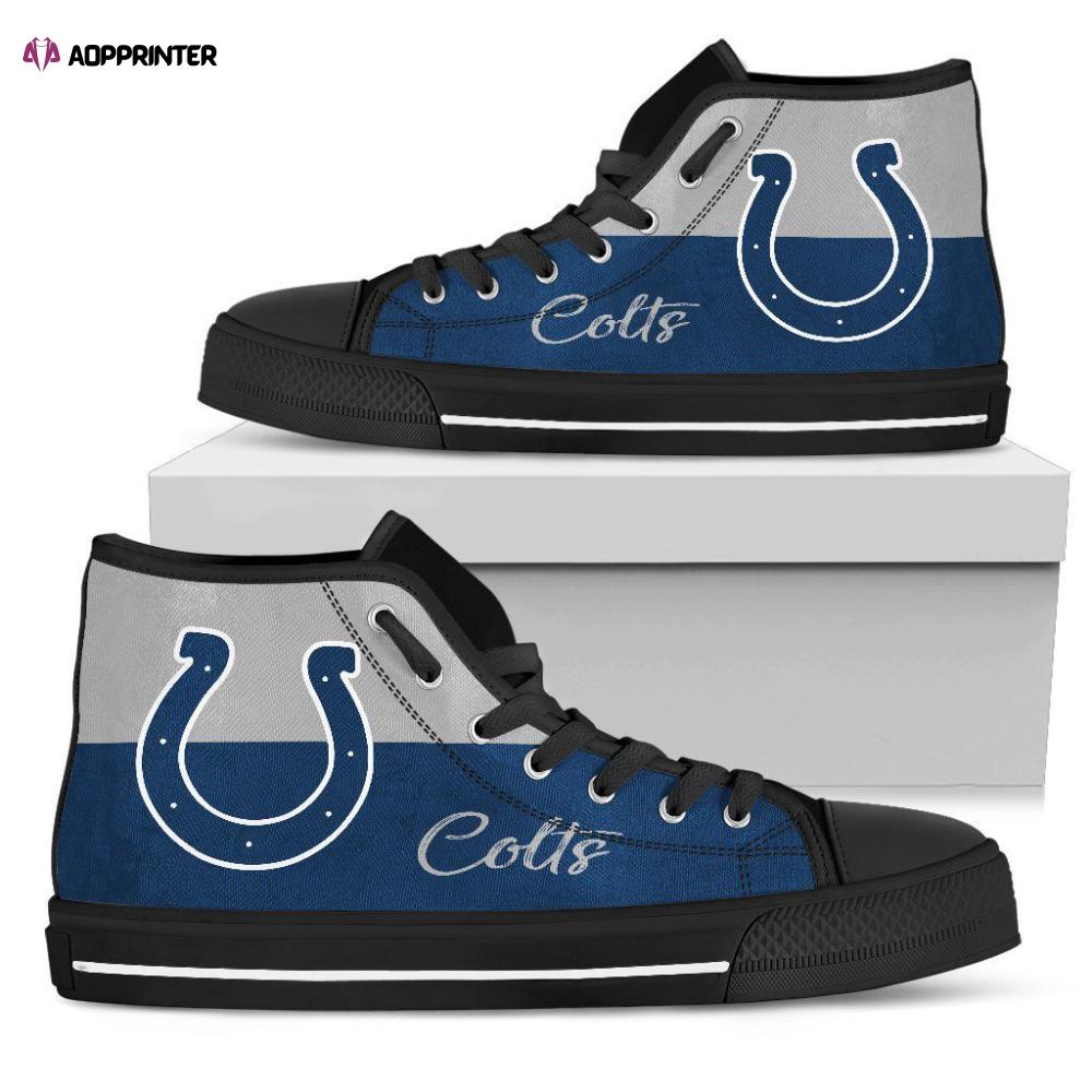 Divided Colours Stunning Logo Indianapolis Colts NFL Custom Canvas High Top Shoes