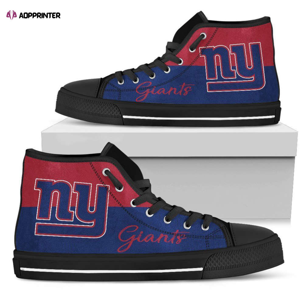 Divided Colours Stunning Logo New York Giants NFL Custom Canvas High Top Shoes