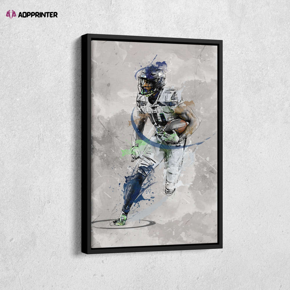 DK Metcalf Poster Seattle Seahawks NFL Canvas Wall Art Home Decor Framed Poster Man Cave Gift