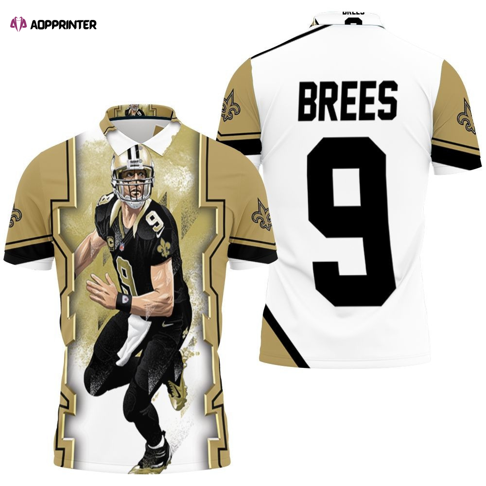 Drew Brees New Orleans Saints Oil Painting 3D Gift for Fans Polo Shirt