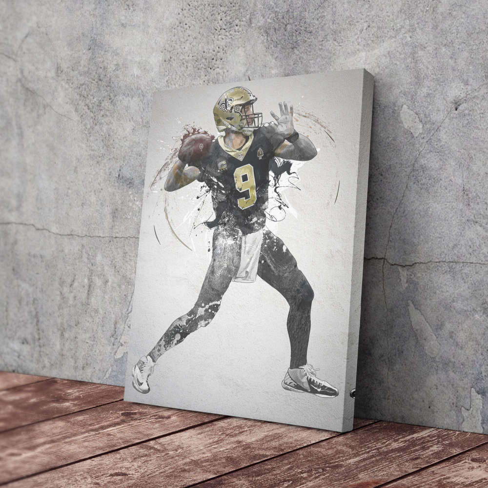 Drew Brees Poster New Orleans Saints NFL Framed Wall Art Home Decor Canvas Print Artwork