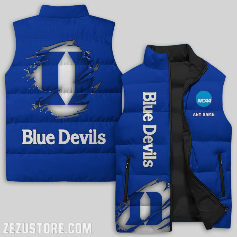 Duke Blue Devils NCAA Sleeveless Puffer Jacket Custom For Fans Gifts