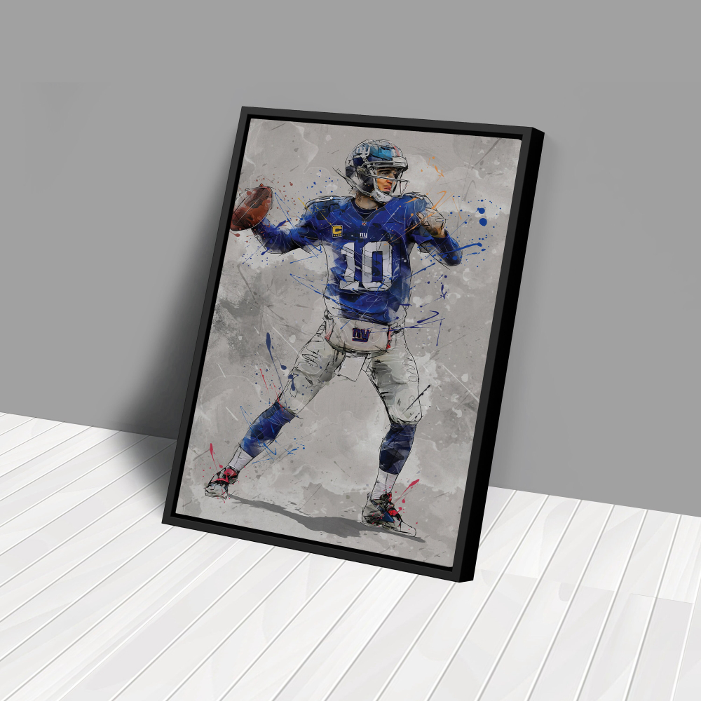 Eli Manning Poster New York Giants NFL Canvas Wall Art Home Decor Framed Poster Man Cave Gift