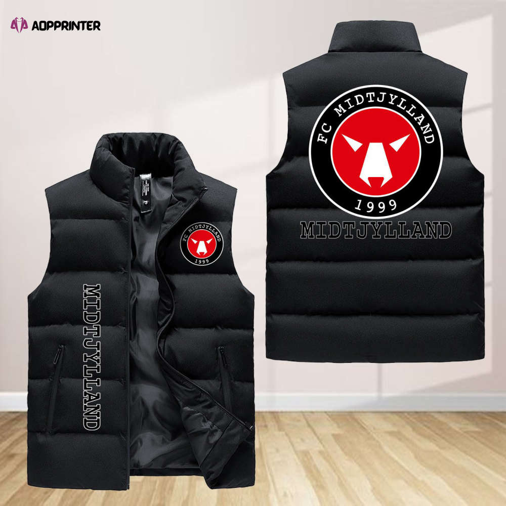 Fc Midtjylland Sleeveless Puffer Jacket Custom For Fans Gifts