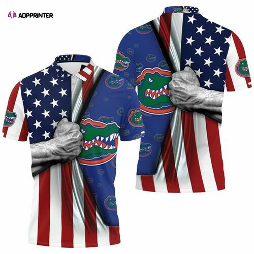 Florida Gators American Flag Ripped 3D Gift for Fans Polo Shirt