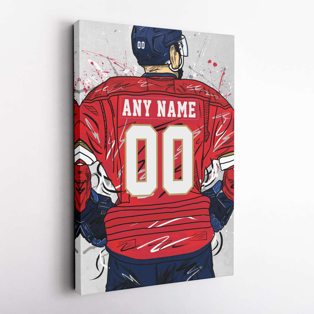 Florida Panthers Jersey NHL Personalized Jersey Custom Name and Number Canvas Wall Art Home Decor Framed Poster Man Cave Gift