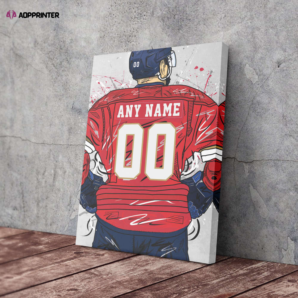 Florida Panthers Jersey NHL Personalized Jersey Custom Name and Number Canvas Wall Art Home Decor