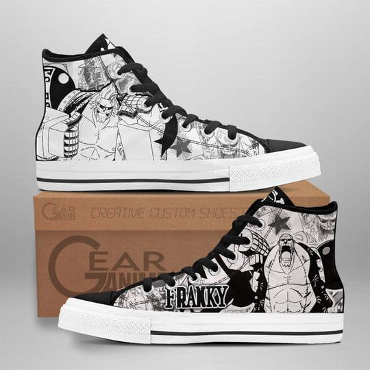 Franky High Top Shoes Black White For Fans One Piece Anime