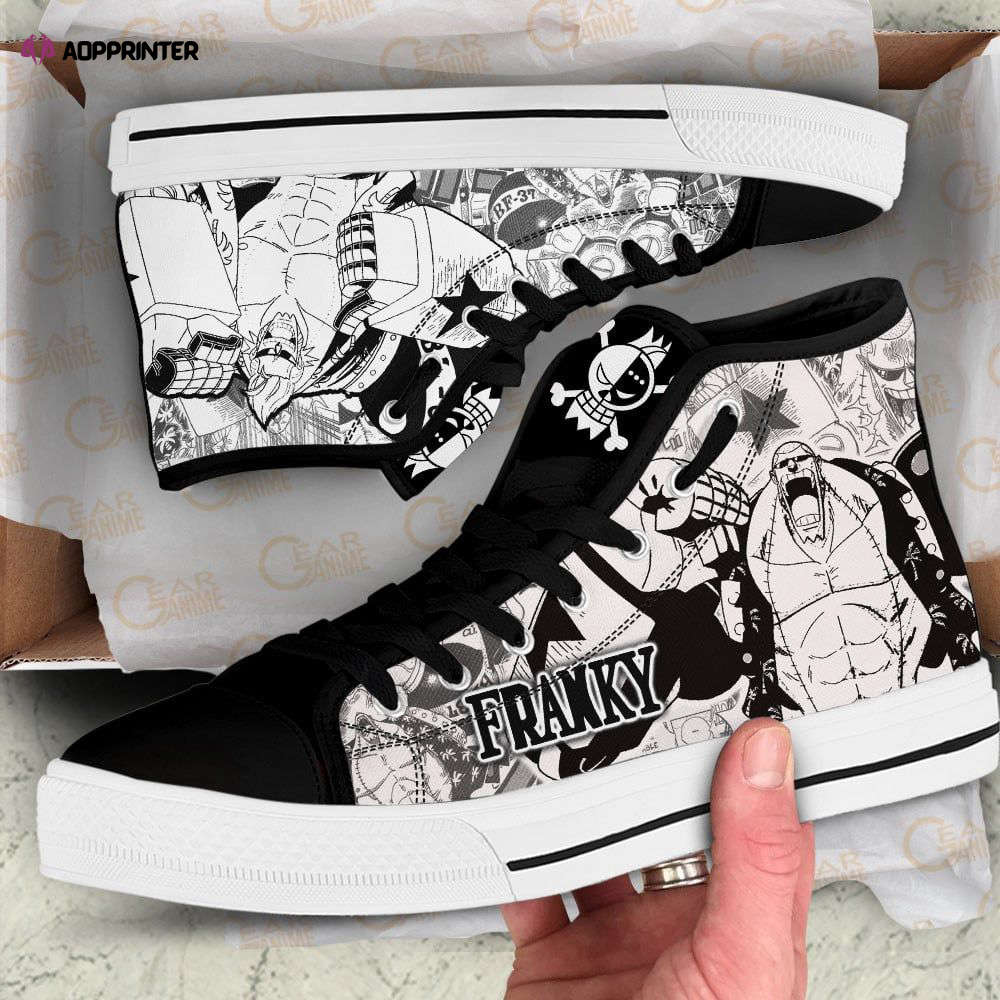 Franky High Top Shoes Black White For Fans One Piece Anime