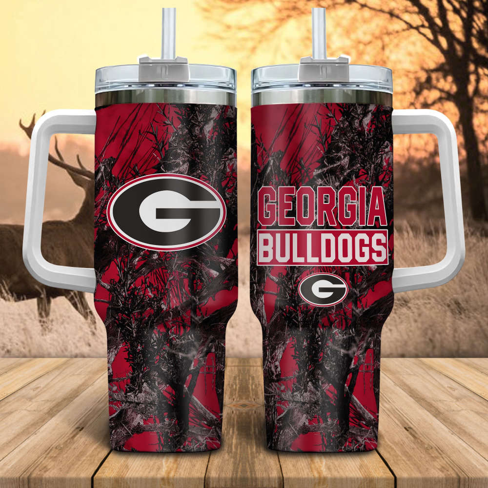 Georgia Bulldogs NCAA Hunting Personalized Stanley Tumbler 40oz Gift for Fans