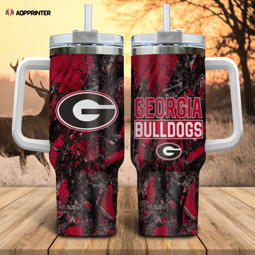 Georgia Bulldogs NCAA Hunting Personalized Stanley Tumbler 40oz Gift for Fans