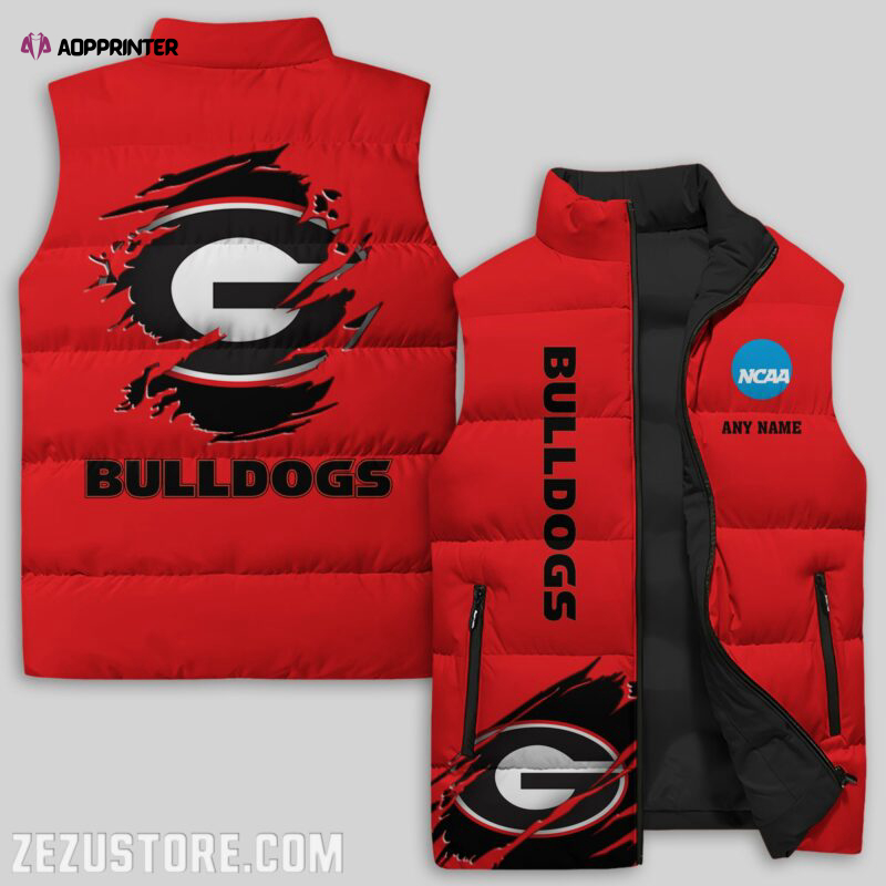 Georgia Bulldogs NCAA Sleeveless Puffer Jacket Custom For Fans Gifts