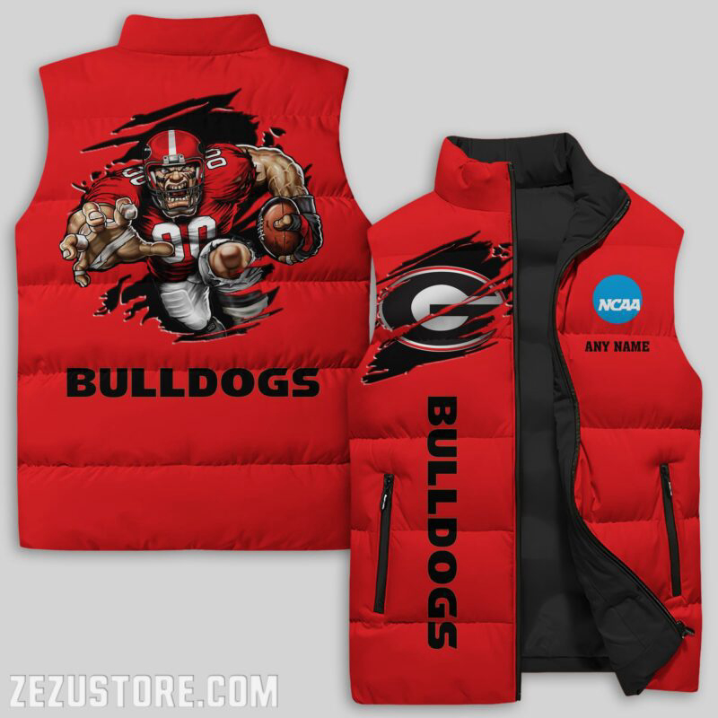 Georgia Bulldogs Sleeveless Puffer Jacket Custom For Fans Gifts