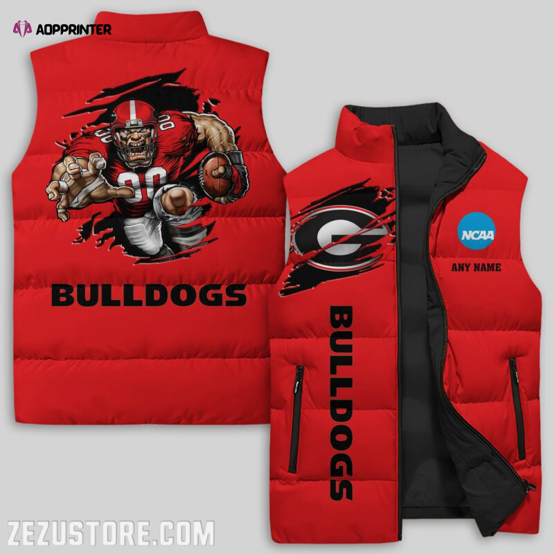 Georgia Bulldogs Sleeveless Puffer Jacket Custom For Fans Gifts