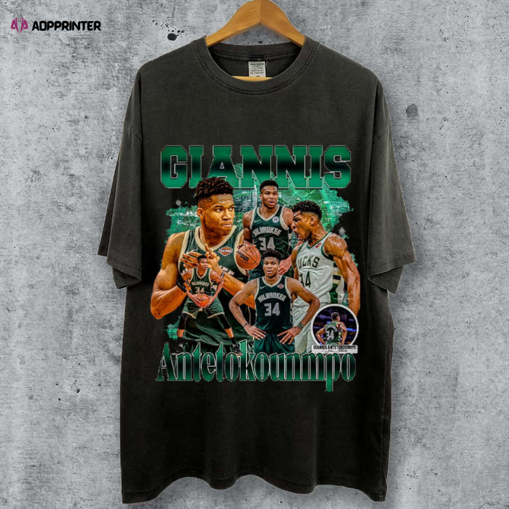 Giannis Antetokounmpo Milwaukee Basketball Shirt Bucks Basketball Shirt Christmas Gift Unisex Basketball 90s Vintage Fan Gift