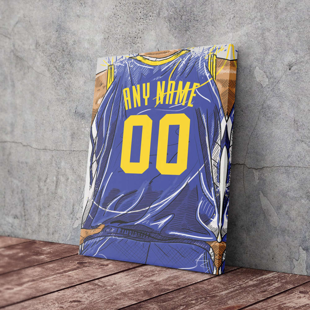 Golden State Warriors Jersey Personalized Jersey NBA Custom Name and Number Canvas Wall Art Home Decor Framed Poster Man Cave Gift