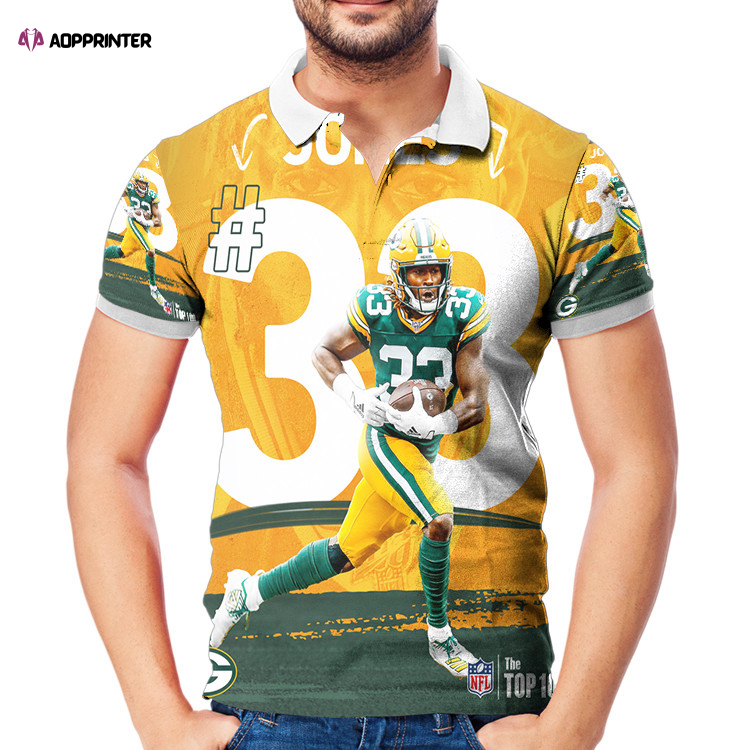 Green Bay Packers Aaron Jones no33 v3 3D All Over Print Polo Shirt