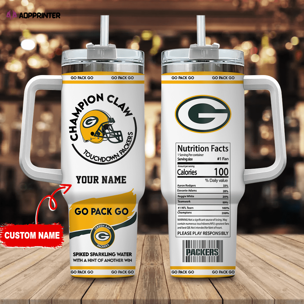 Green Bay Packers Champion Claw NFL Personalized Stanley Tumbler 40Oz Gift for Fans