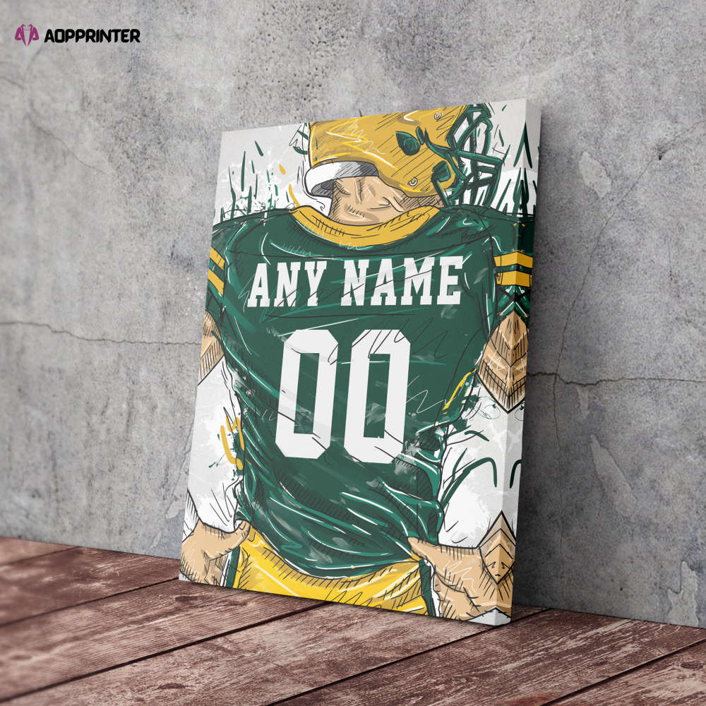 Green Bay Packers Jersey Personalized Jersey NFL Custom Name and Number Canvas Wall Art Home Decor Man Cave Gift