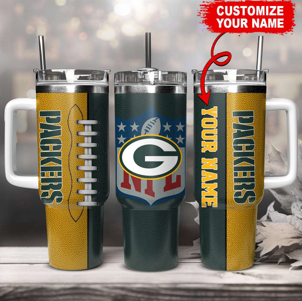 Green Bay Packers NFL Football Custom Name 40oz Stanley Tumbler Gift for Fans