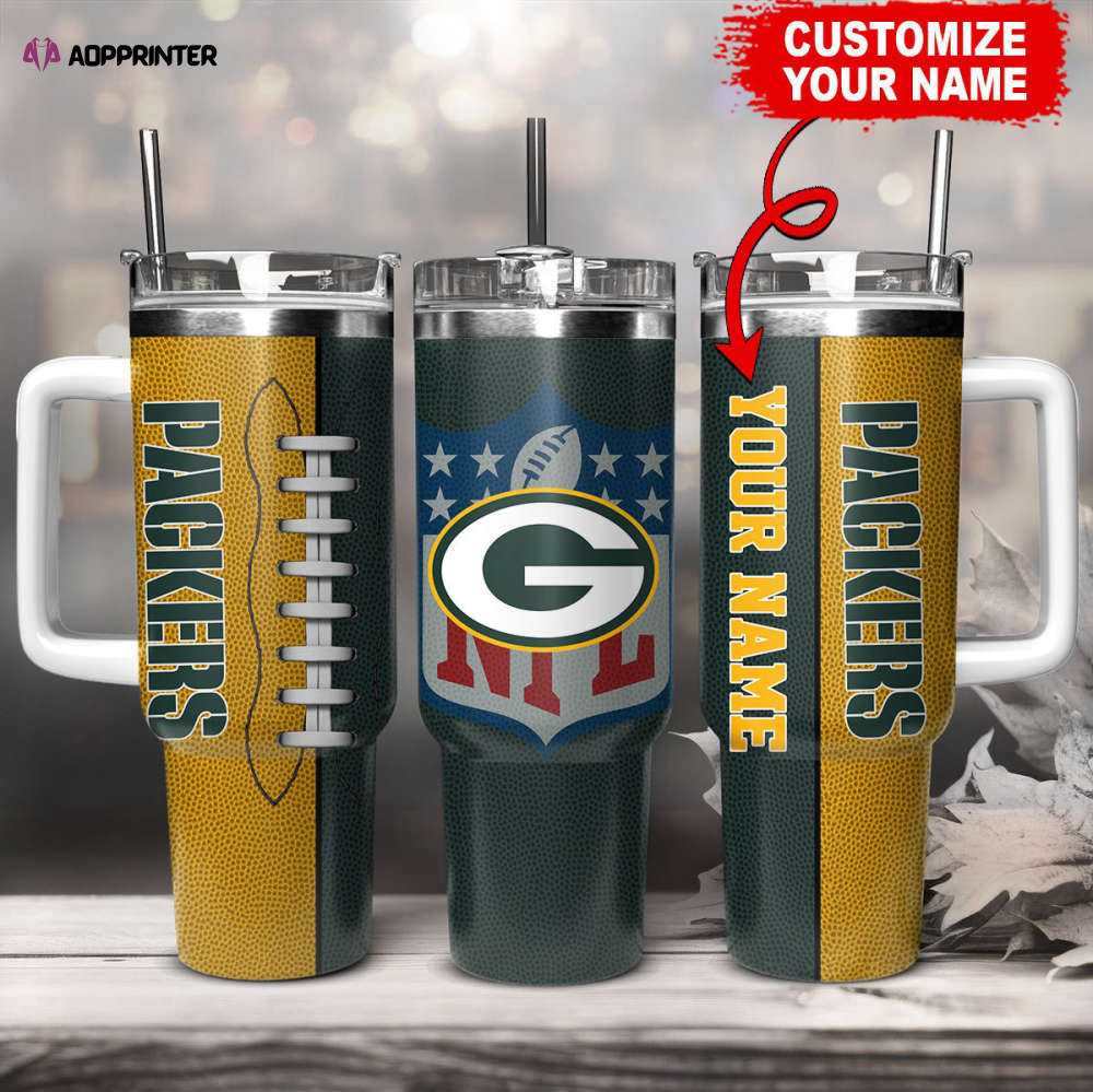 Green Bay Packers NFL Football Custom Name 40oz Stanley Tumbler Gift for Fans