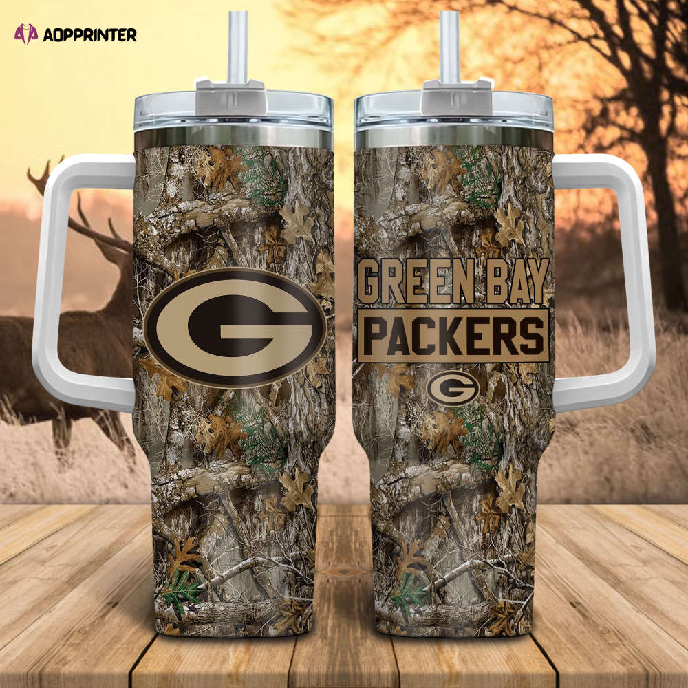 Green Bay Packers NFL Hunting Tumbler Stanley Tumbler 40oz Gift for Fans