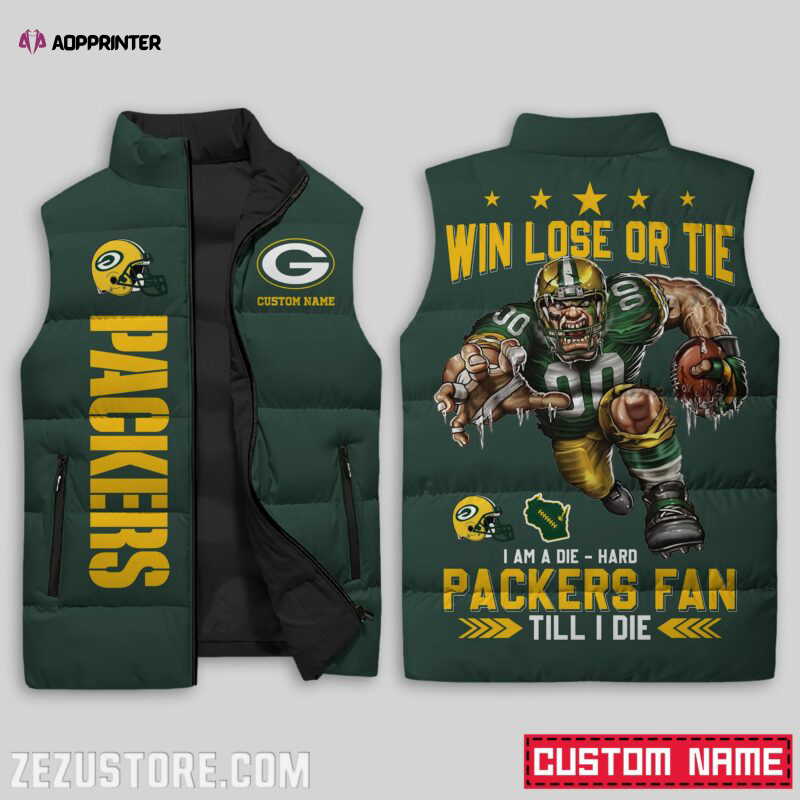 Green Bay Packers NFL Sleeveless Puffer Jacket Custom For Fans Gifts