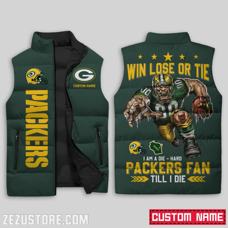 Green Bay Packers NFL Sleeveless Puffer Jacket Custom For Fans Gifts