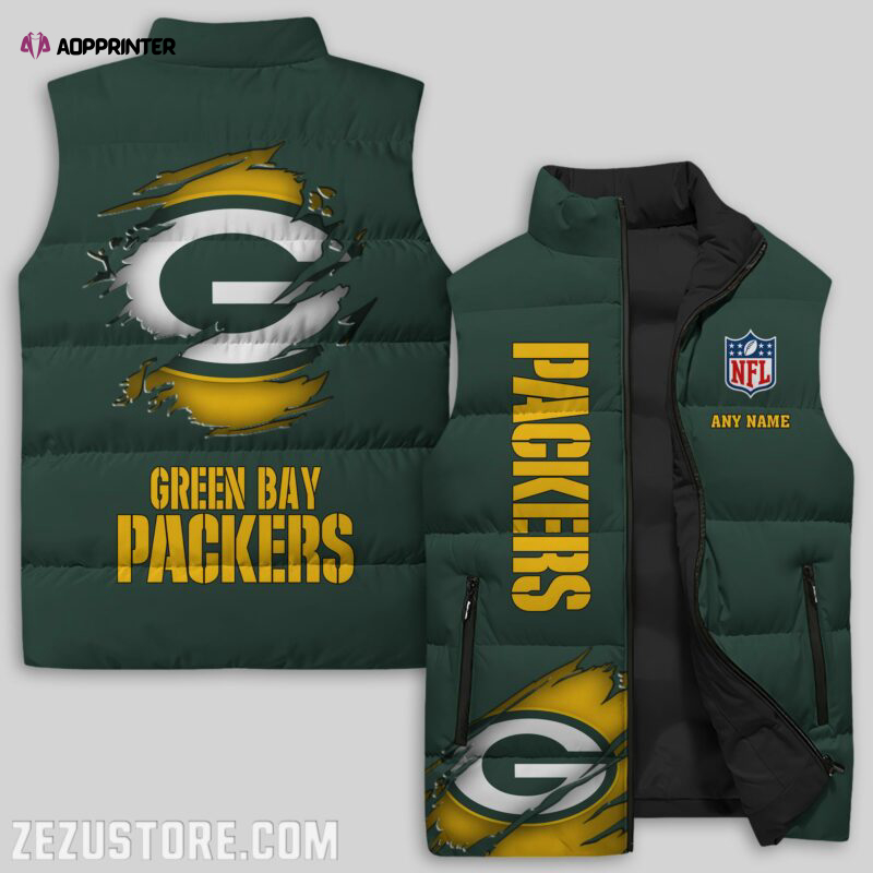 Green Bay Packers NFL Sleeveless Puffer Jacket Custom For Fans Gifts