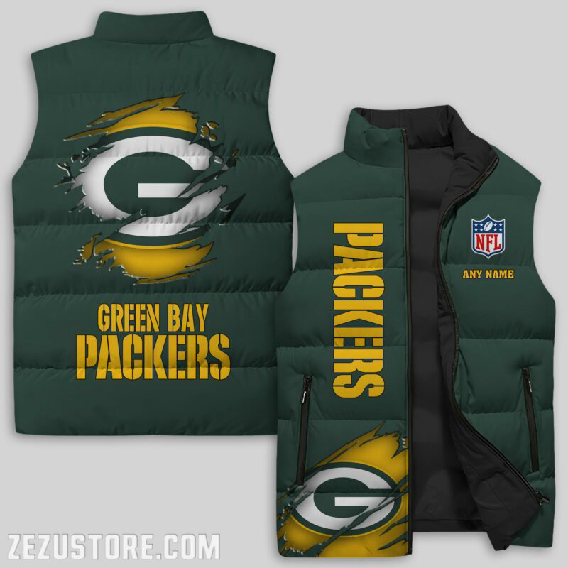 Green Bay Packers NFL Sleeveless Puffer Jacket Custom For Fans Gifts