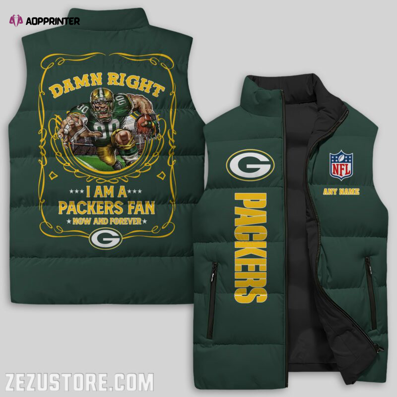 Green Bay Packers NFL Sleeveless Puffer Jacket Custom For Fans Gifts