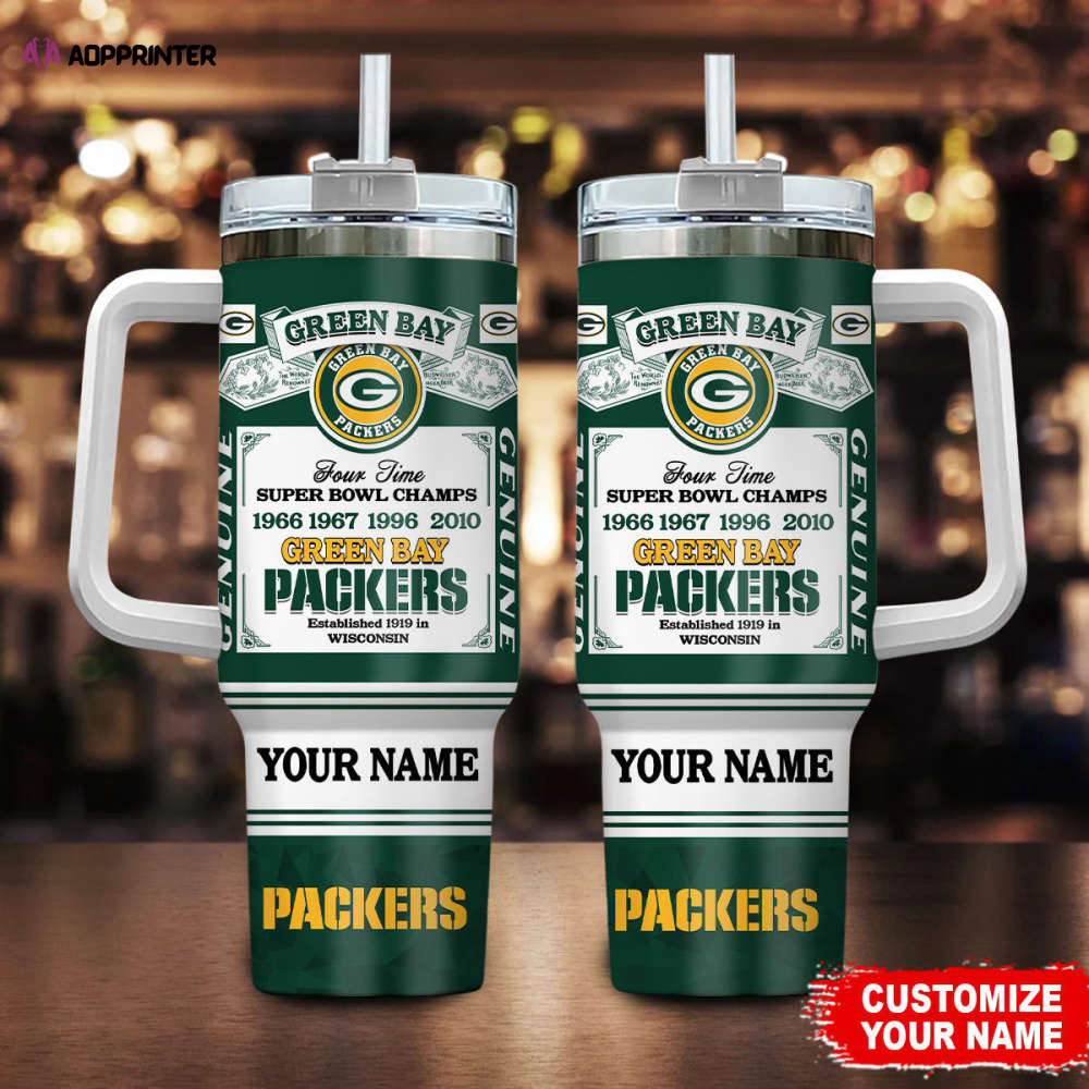 Green Bay Packers NFL Super Bowl Champs Pride Personalized Stanley Tumbler 40Oz Gift for Fans