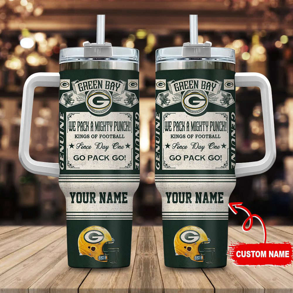 Green Bay Packers NFL Vintage King Of Football Custom Name 40oz Stanley Tumbler Gift for Fans