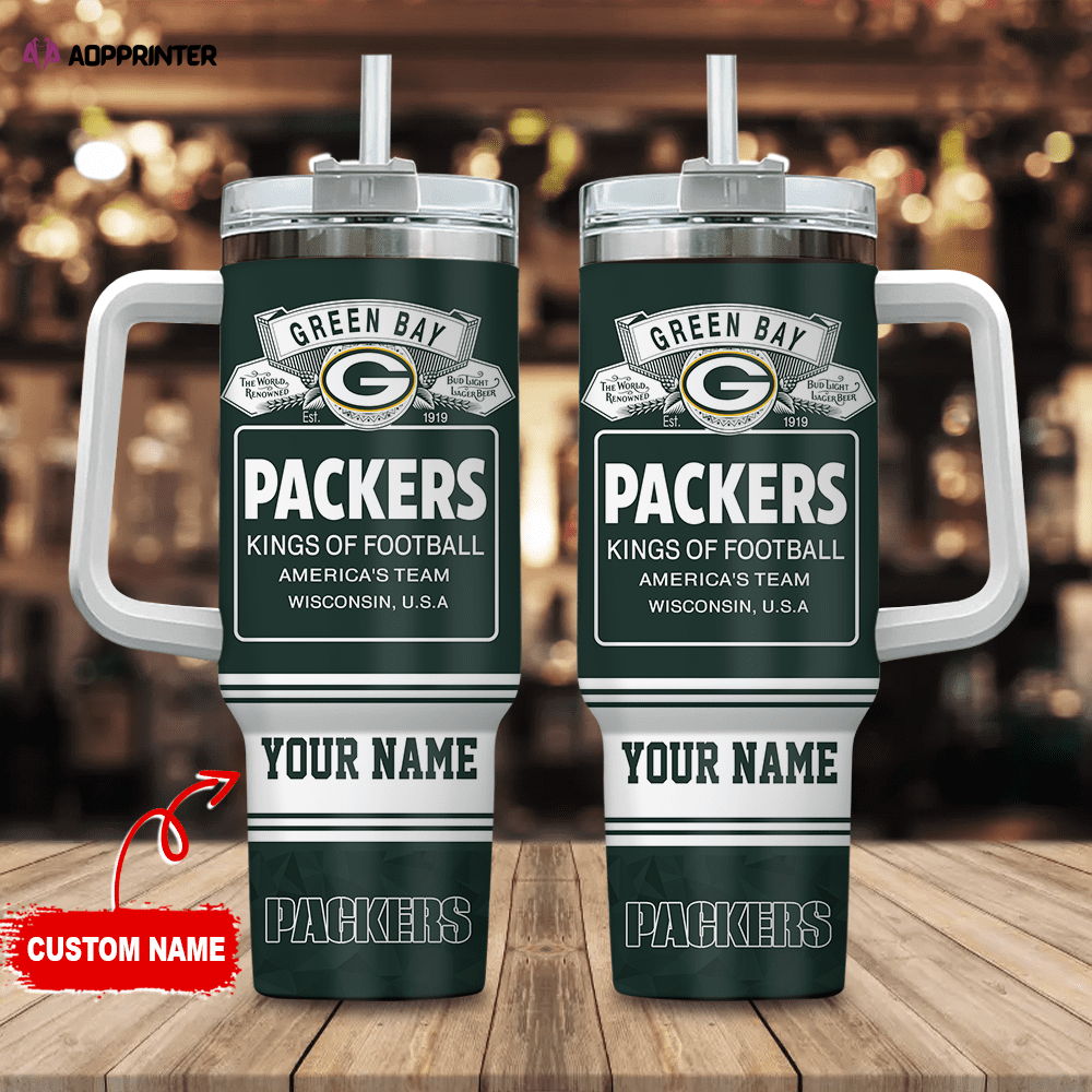Green Bay Packers Personalized NFL Bud Light 40oz Stanley Tumbler Gift for Fans