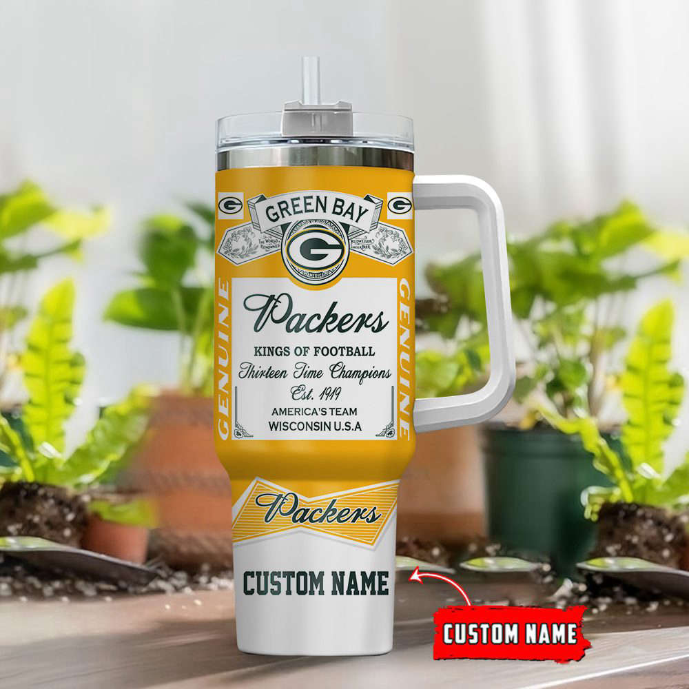 Green Bay Packers Personalized NFL Nutrition Facts 40oz Stanley Tumbler Gift for Fans