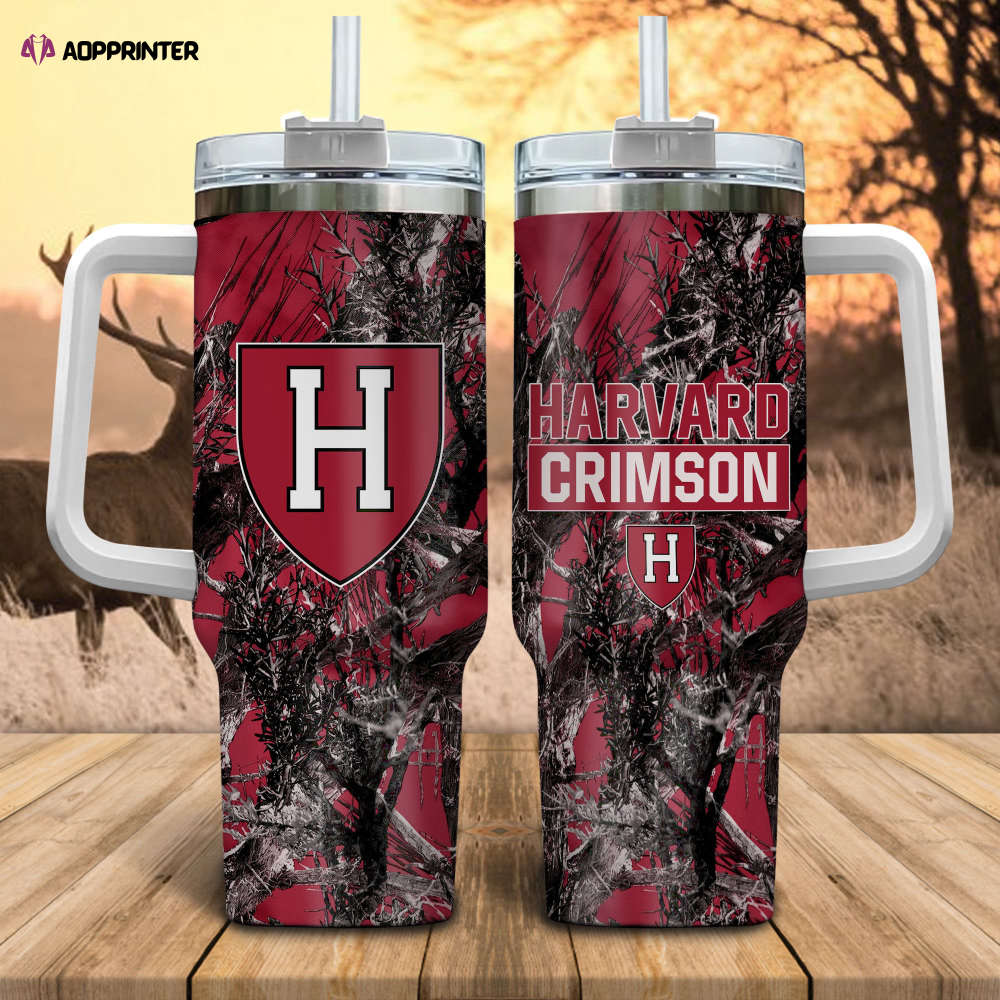 Harvard Crimson NCAA Hunting Personalized Stanley Tumbler 40oz Gift for Fans