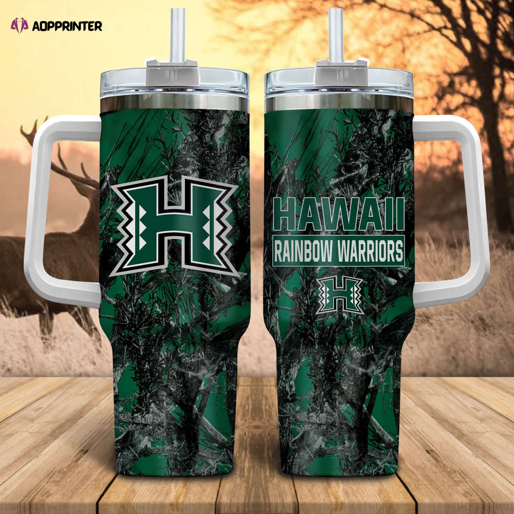 Hawaii Rainbow Warriors NCAA Hunting Personalized Stanley Tumbler 40oz Gift for Fans